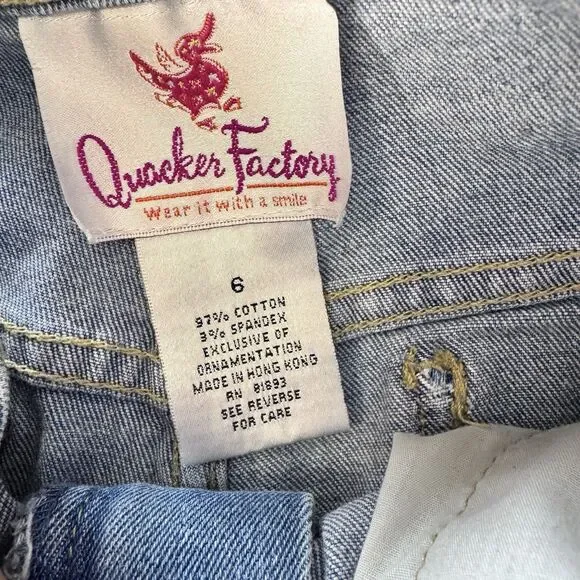Quacker Factory High Rise Jeans Embroidered Snowmen Womens Size 6 - Picture 7 of 10